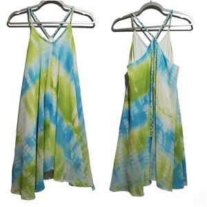 Entro Tie Dye Flowy Halter Swing Dress Size M Beachy Vacation